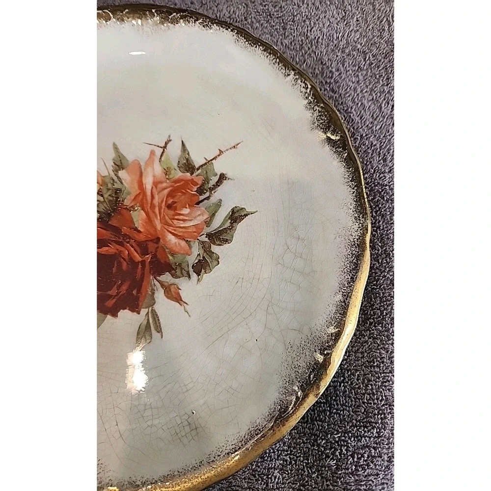**RARE Antique‎ Sevres Porcelain Plate Circa 1850 Flowers with Gold Trim